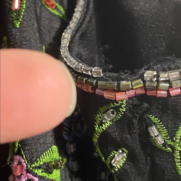 Vintage Marina Bresler Silk Floral Beaded Embroidered Top shirt blouse size 22 - Picture 11 of 16